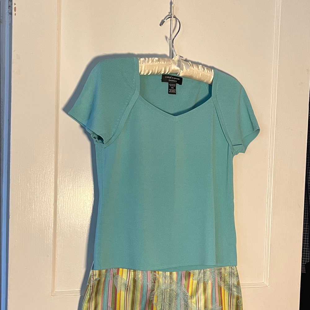 Cable & Gauge Aqua Petite Top size PM sweetheart neckline